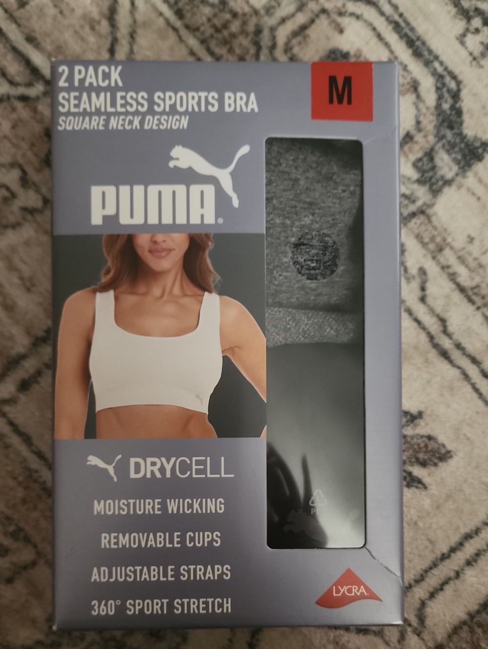 New Puma Medium 2-Pack Seamless Sports Bras - Black and Gray Never Worn
